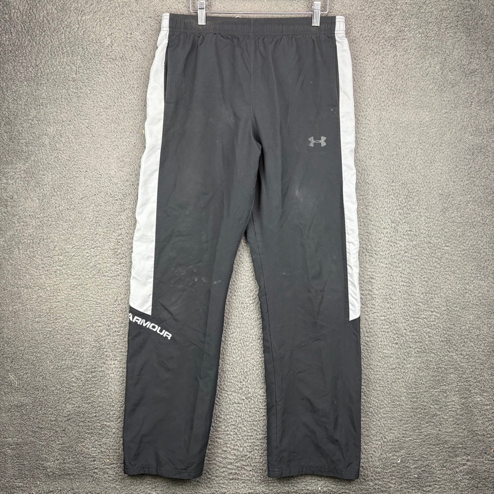 Under Armour Kids Youth XL Black Gray Loose Fit Track Wind Pants YXL 11303